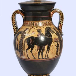 Archaic black-figure amphora with Achilles and Ajax playing a board game 3